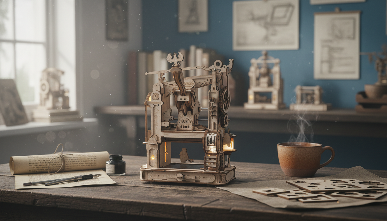 DIY 3D Printing Press Wooden Puzzle Kit With LED Lights