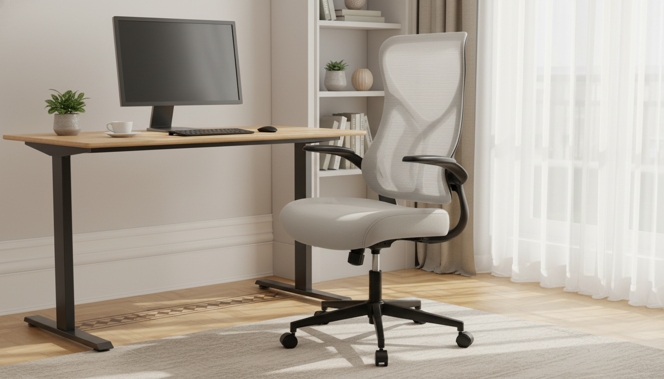 High-Back Mesh Lumbar Office Chair with Flip-Up Arms