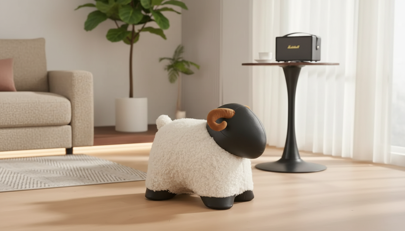 Nordic Lamb Ottoman Footrest: Cute Modern Cartoon Stool