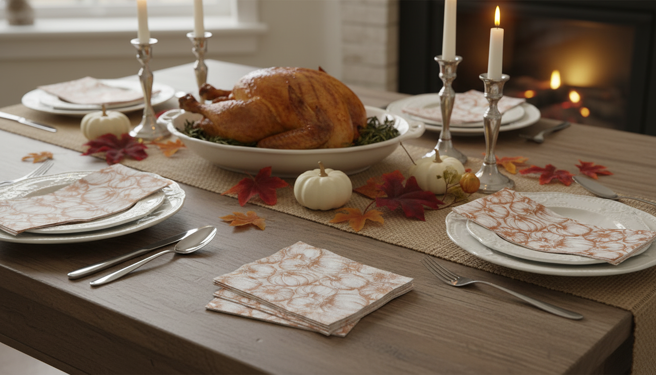 Pumpkin Print Thanksgiving Dinner Napkins, 20 Count