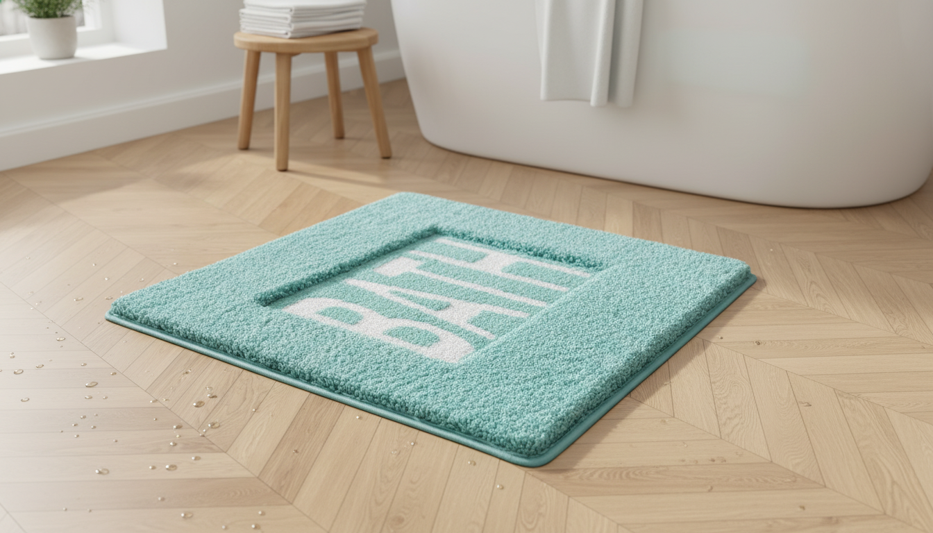 Plush Quick-Dry Square Microfiber Bath Mat (Non-Slip)