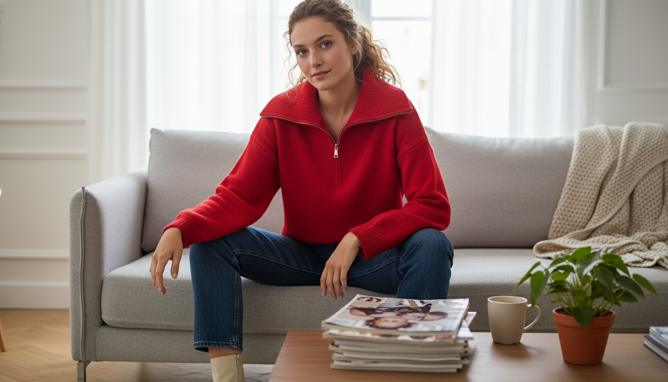 How to Style a Women’s Knit Zip Polo Collar Sweater
