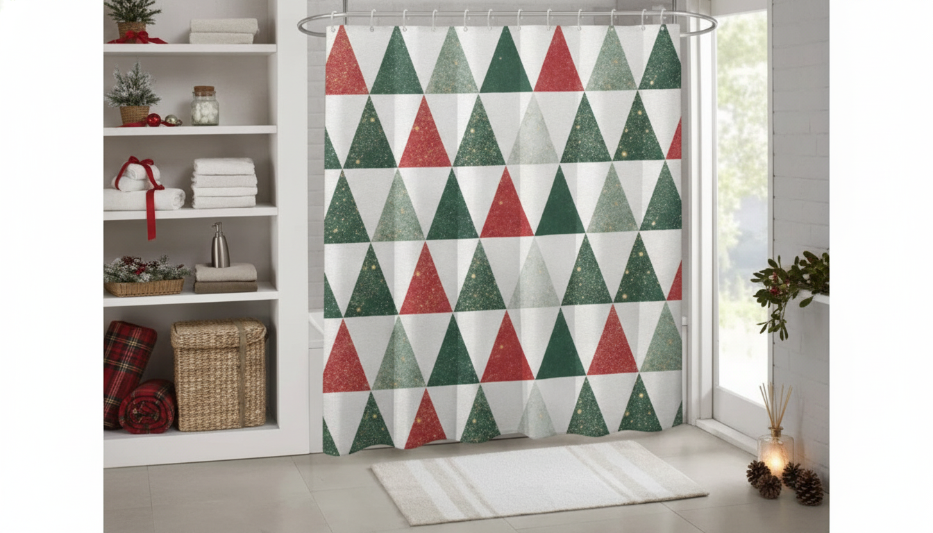 Festive Christmas Tree Shower Curtain: Bathroom Holiday Refresh