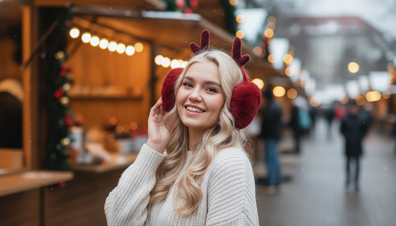 Festive Deer Antler Earmuffs: Warm Holiday Style
