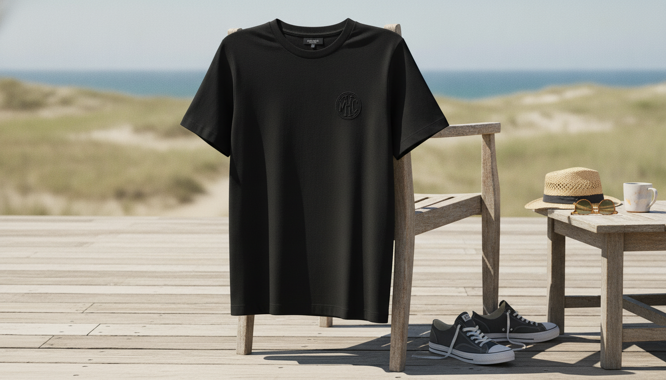 Versace Cotton Tee: Embroidered Monogram, Ribbed Neck