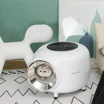 Record-Player Enclosed Round Litter Box (Up to 22 lb)